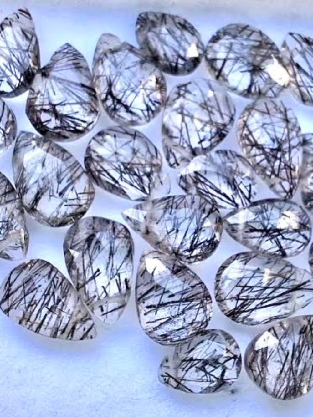 22.25 Carats Black Rutilated Quartz Beads, NWT, Drilled, Assorted sizes